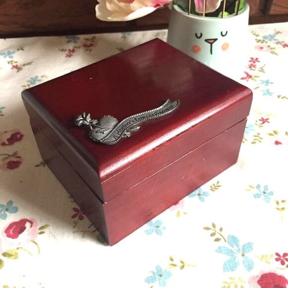A Mother's Love Pewter Small Wood Jewelry Box with Red Lining - Picture 3 of 6